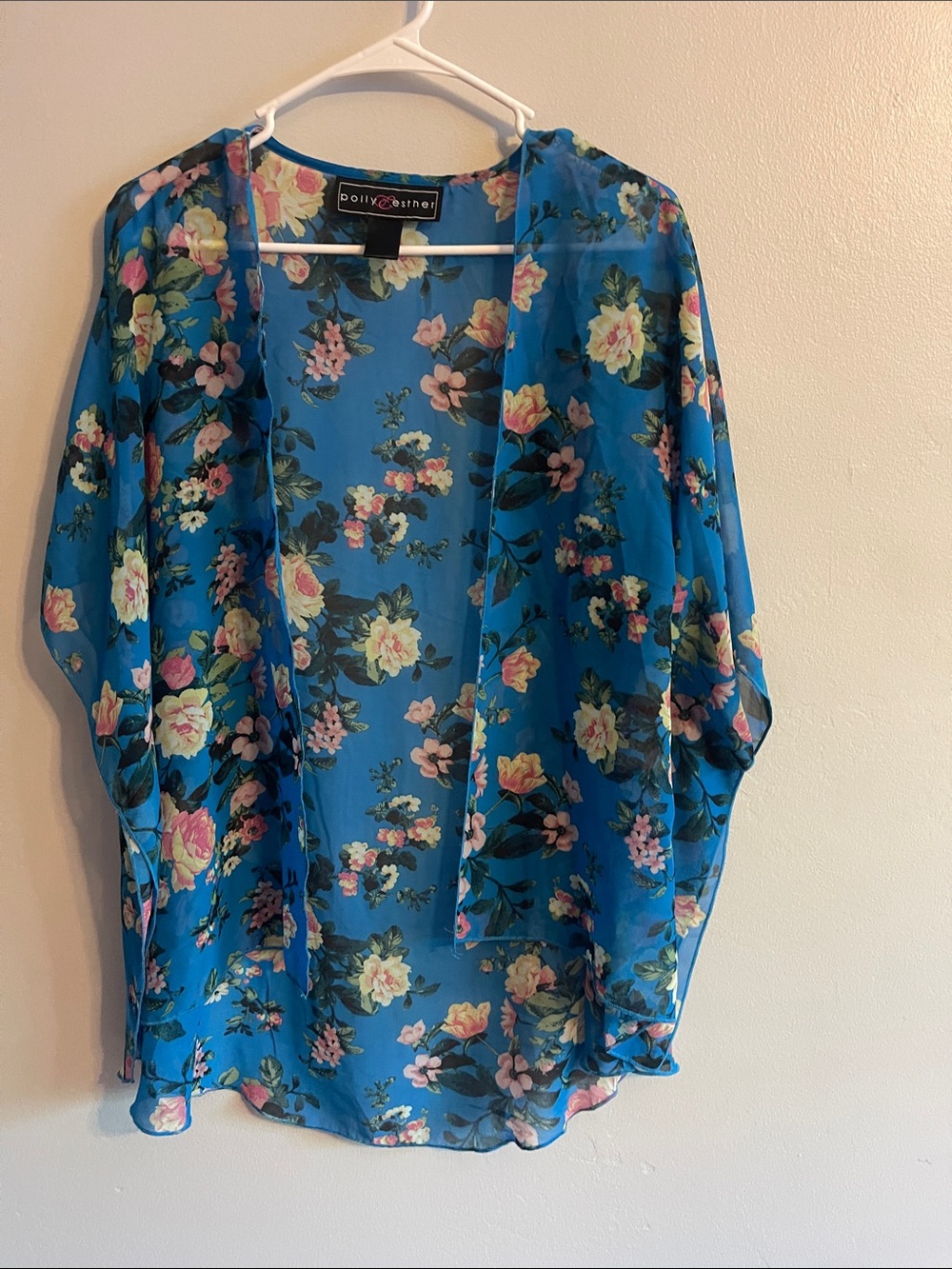 Polly & Esther Blue Floral Sheer Kimono
